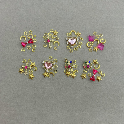 3D Mix Sailor Heart Nail Charms Colorful Moon Star Nail Rhinestones Alloy Nail Charm Crystals Nail Gems Στρας για τα νύχια