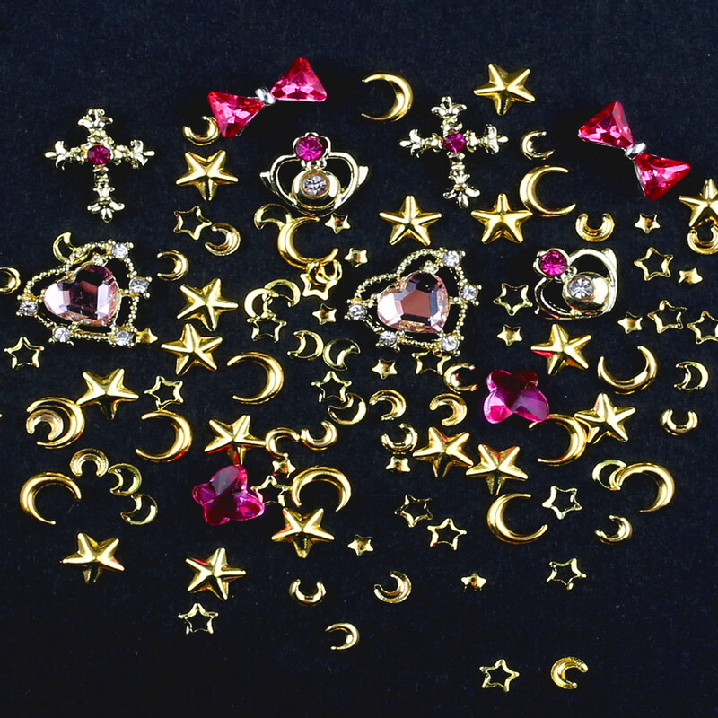 3D Mix Sailor Heart Nail Charms Colorful Moon Star Nail Rhinestones Alloy Nail Charm Crystals Nail Gems Στρας για τα νύχια