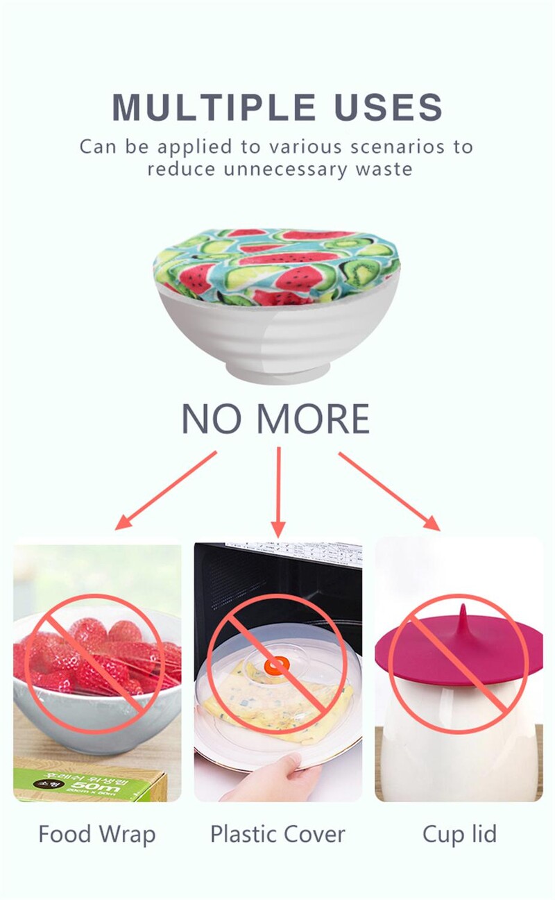 Novi 3kom Poklopac za zdjelu s hranom Univerzalni platneni poklopci za posuđe Zdjela Lonac Višekratni rastezljivi poklopci Kuhinjski pribor