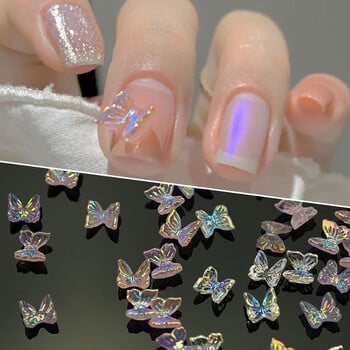 50 бр. 3D Butterfly Aurora Nail Art Charms Направи си сам декорации за нокти Смола, части за ноктопластика Аксесоари за маникюр