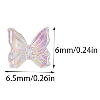 50 бр. 3D Butterfly Aurora Nail Art Charms Направи си сам декорации за нокти Смола, части за ноктопластика Аксесоари за маникюр