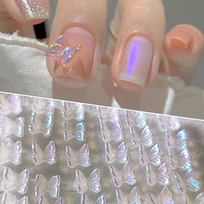 50 vnt 3D Butterfly Aurora Nail Art Charms DIY Nagų dekoracijos Derva Nail Art Dalys Manikiūro Priedai