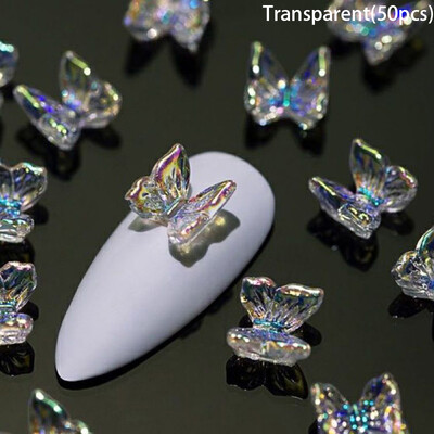 50 τμχ 3D Butterfly Aurora Nail Art Charms DIY Διακοσμήσεις νυχιών Ρητίνη Nail Art Μέρη για μανικιούρ