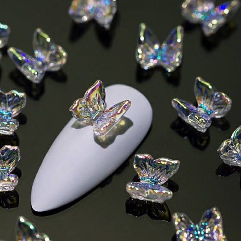50 τμχ 3D Butterfly Aurora Nail Art Charms DIY Διακοσμήσεις νυχιών Ρητίνη Nail Art Μέρη για μανικιούρ
