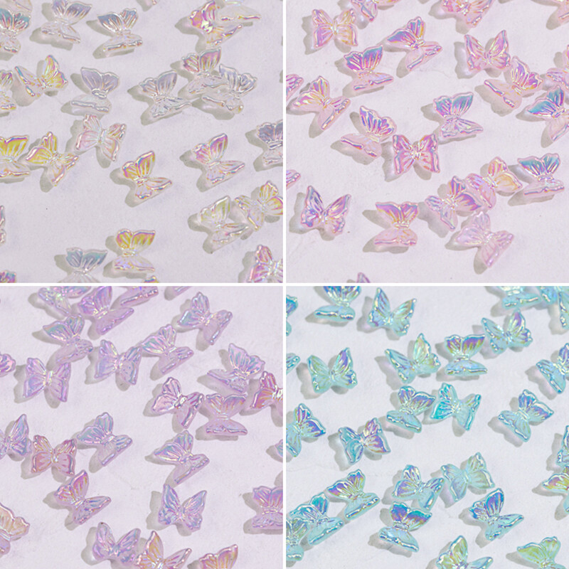 50 τμχ 3D Butterfly Aurora Nail Art Charms DIY Διακοσμήσεις νυχιών Ρητίνη Nail Art Μέρη για μανικιούρ