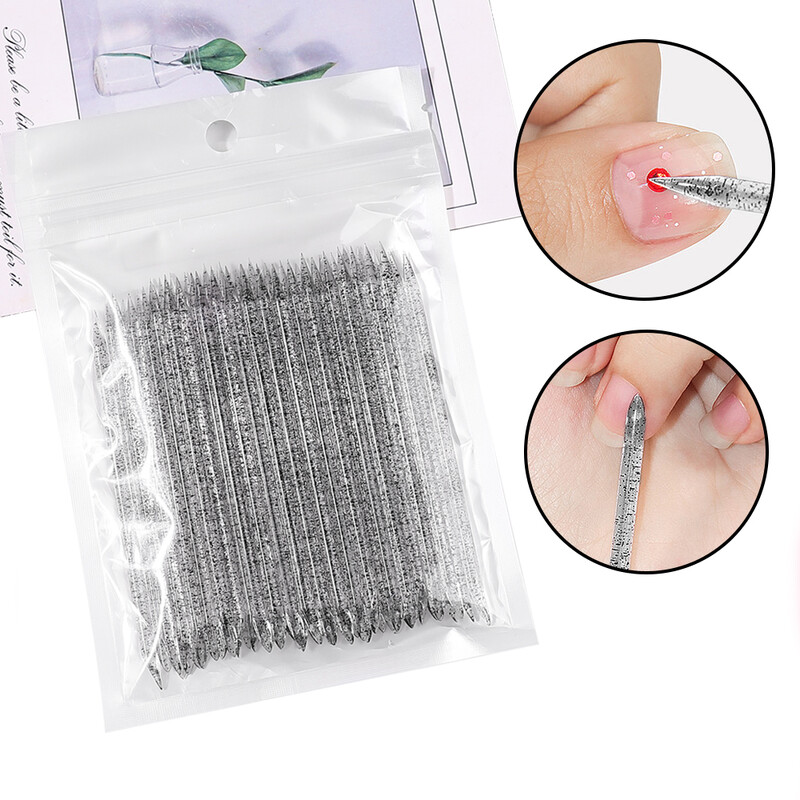 50 tk/kott Korduvkasutatav kahepealine kristallist küünenaha lükkaja küünenaha eemaldamise tööriist oranž puidust küünte pediküüri hooldus puuripulgad