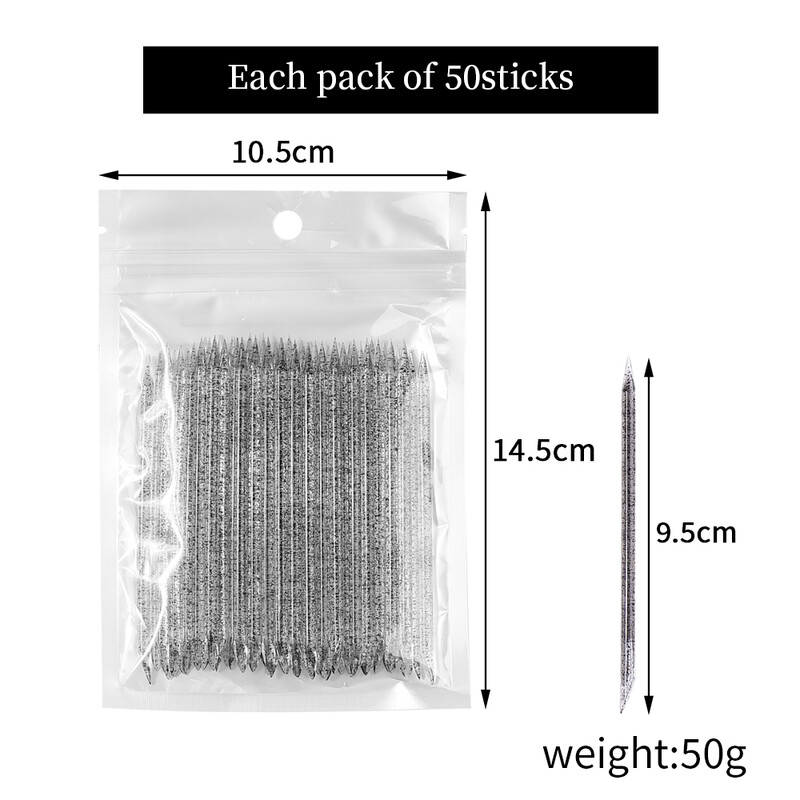 50 tk/kott Korduvkasutatav kahepealine kristallist küünenaha lükkaja küünenaha eemaldamise tööriist oranž puidust küünte pediküüri hooldus puuripulgad