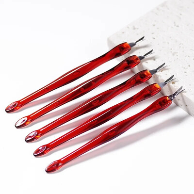 Kutikulu spiedējs nerūsējošā tērauda stūmējs Nail Art Fork manikīra rīks atmirušās ādas apgriešanai Dakšas knaibles stūmējs Trimmer kutikulas noņemšanas līdzeklis