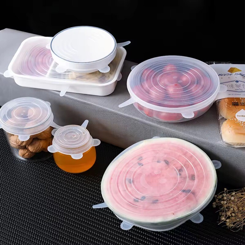 6 komada podesivih elastičnih silikonskih čepova za pokrivanje hrane Univerzalna posuda Poklopac na uvlačenje Kuhinjski dodaci Posuđe za kuhinjske kape