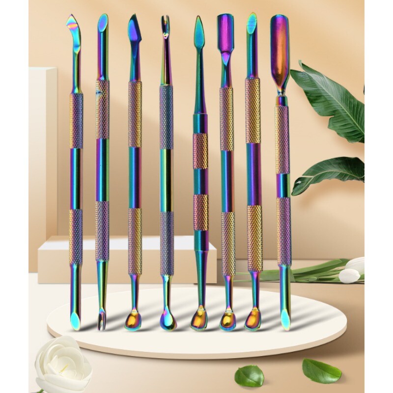 naelad vene terasest lükkamine topeltpea hobuseraua terasest surumine surnud nahk lükkamine eesmine kaldmaniküür koorimine küünte kunst maniküüri tööriist