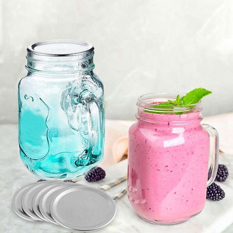 Poklopci za konzerviranje staklenki od 50 komada sa širokim otvorom od 86 mm, srebrni poklopci otporni na curenje za višekratnu upotrebu sa silikonskim brtvenim prstenovima