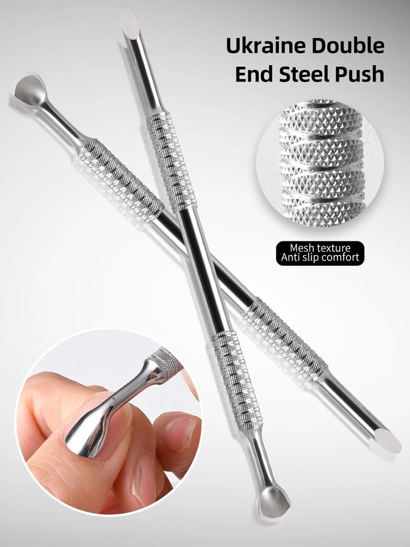 Vene topeltpea maniküür Ukraina Horseshoe Dead Leather Push roostevabast terasest