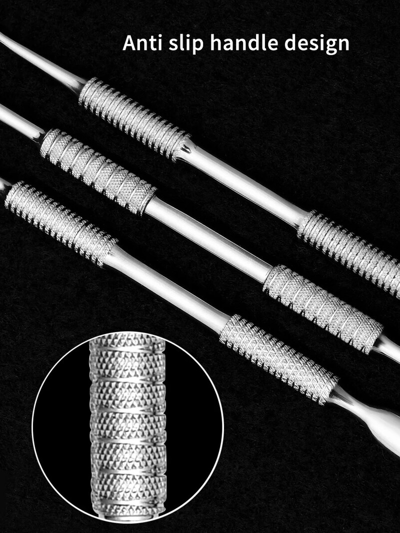 Vene topeltpea maniküür Ukraina Horseshoe Dead Leather Push roostevabast terasest