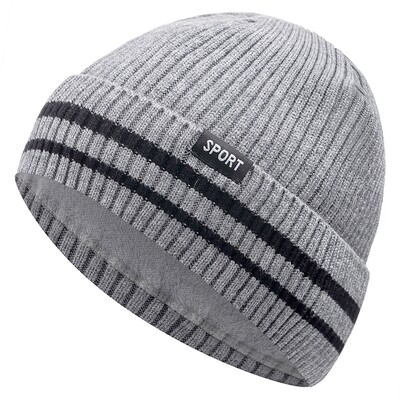 Nova uniseks zimska kapa Dodajte toplu kapu od flisa Elegantna prugasta mekana kapica za muškarce Žene Deblja pletena kapa za skijaške sportove