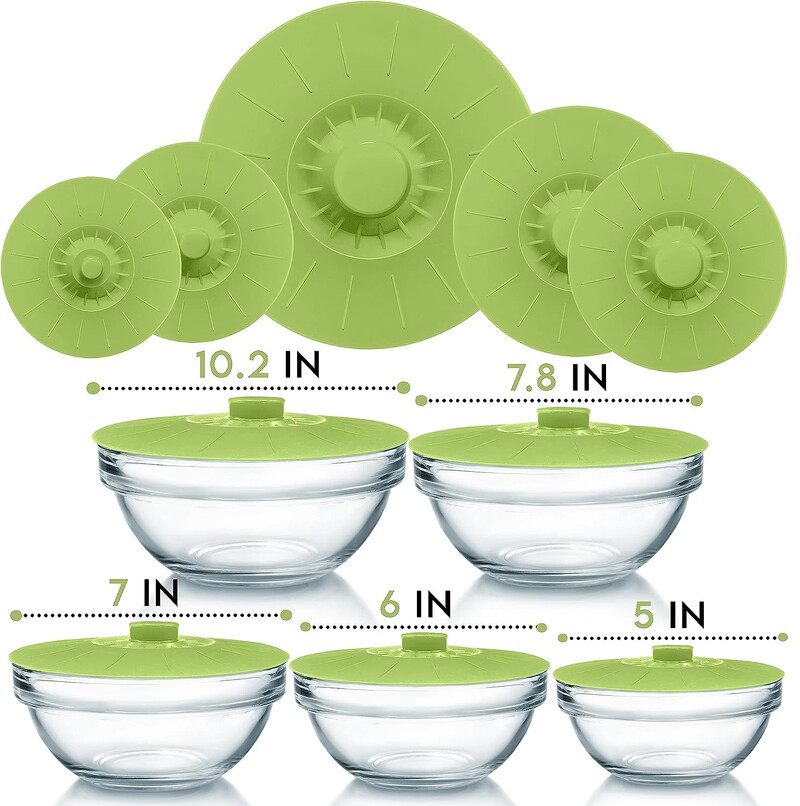 Σετ πέντε τεμαχίων σιλικόνης καπάκι φρεσκάδας σιλικόνης σφραγισμένο κάλυμμα φρεσκάδας κάλυμμα σιλικόνης κενού