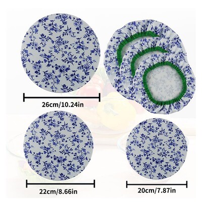 3 komada tekstilnih navlaka za zdjele, vodootporne elastične navlake za zdjele za višekratnu upotrebu, navlake za pohranu hrane, rastezljivi poklopci za ostatke hrane i voća