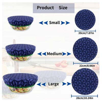 3 komada tekstilnih navlaka za zdjele, vodootporne elastične navlake za zdjele za višekratnu upotrebu, navlake za pohranu hrane, rastezljivi poklopci za ostatke hrane i voća