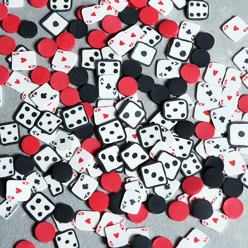 10g Πόκερ Διακόσμηση Νυχιών Πολυμερής Πηλός Φέτες Νιφάδες Γούρια Νυχιών Συμβουλές Μικτά Παιγνιόχαρτα Χειροτεχνία DIY Προμήθειες μανικιούρ