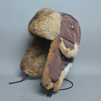 Χοντρό ζεστό καπέλο βομβαρδιστικού ανδρικού καπέλου πραγματικού κουνελιού Earflap για εξωτερικούς χώρους Ρωσικό καπέλο αρσενικό χειμερινά καπέλα συν μέγεθος σκι Ρωσικό καπέλο