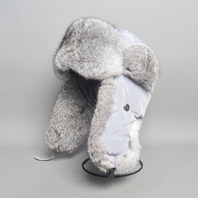 Χοντρό ζεστό καπέλο βομβαρδιστικού ανδρικού καπέλου πραγματικού κουνελιού Earflap για εξωτερικούς χώρους Ρωσικό καπέλο αρσενικό χειμερινά καπέλα συν μέγεθος σκι Ρωσικό καπέλο