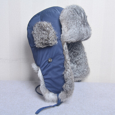 Χοντρό ζεστό καπέλο βομβαρδιστικού ανδρικού καπέλου πραγματικού κουνελιού Earflap για εξωτερικούς χώρους Ρωσικό καπέλο αρσενικό χειμερινά καπέλα συν μέγεθος σκι Ρωσικό καπέλο