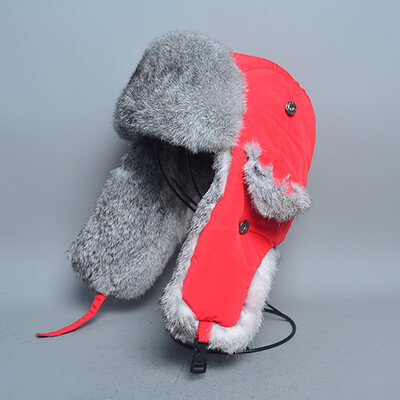 Χοντρό ζεστό καπέλο βομβαρδιστικού ανδρικού καπέλου πραγματικού κουνελιού Earflap για εξωτερικούς χώρους Ρωσικό καπέλο αρσενικό χειμερινά καπέλα συν μέγεθος σκι Ρωσικό καπέλο