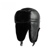 Χειμερινό ανδρικό γούνινο δερμάτινο καπέλο βομβαρδιστικού εξωτερικού χώρου Χοντρό ζεστό καπέλο Aviator Trooper Earflap Flaps Ski Ushanka Καπέλα Ρωσικό καπέλο σκι