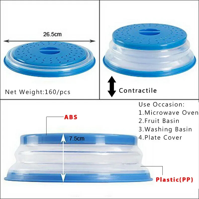 Κάλυμμα μικροκυμάτων Splatter Θέρμανση Πτυσσόμενο κάλυμμα Φρέσκο διατήρηση λαδιού Αδιάβροχο κάλυμμα καπάκι μαγειρέματος Εργαλεία κουζίνας