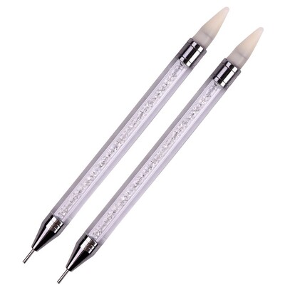 2 τμχ Nail Art Dotting Στυλό με διπλό άκρο Ζωγραφική DIY Πινέλο Rhinestone Λαβή Diamond Picker Εργαλείο για κουκκίδες αξεσουάρ νυχιών