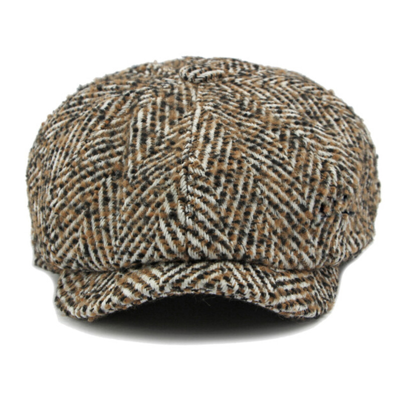 HT4409 Μπερέ Καπέλο Φθινοπωρινό Χειμερινό Καπέλο Ανδρικά Γυναικεία Ριγέ Καλλιτέχνης Ζωγράφος Μάλλινο Καπέλο Μπερέ Αρσενικό Γυναικείο Μπερέ Ivy οκταγωνικό επίπεδο καπέλο