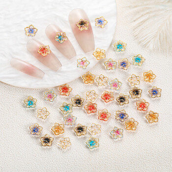 30 τμχ Μικτό χρώμα Ρολόι Flower Nail Charms Νύχια με λουλούδια με πέντε πέταλα Στρας στολίδια Τρισδιάστατα λαμπερά προμήθειες μανικιούρ με πάγο