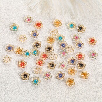 30 τμχ Μικτό χρώμα Ρολόι Flower Nail Charms Νύχια με λουλούδια με πέντε πέταλα Στρας στολίδια Τρισδιάστατα λαμπερά προμήθειες μανικιούρ με πάγο