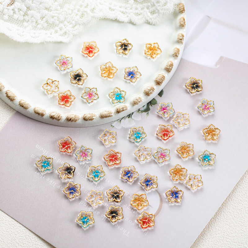 30 komada Sat u mješovitim bojama Cvjetni privjesci za nokte Cvjetni nokti s pet latica Ukrasi sa vještačkim kamenčićima 3D sjajni pribor za manikuru za probijanje leda