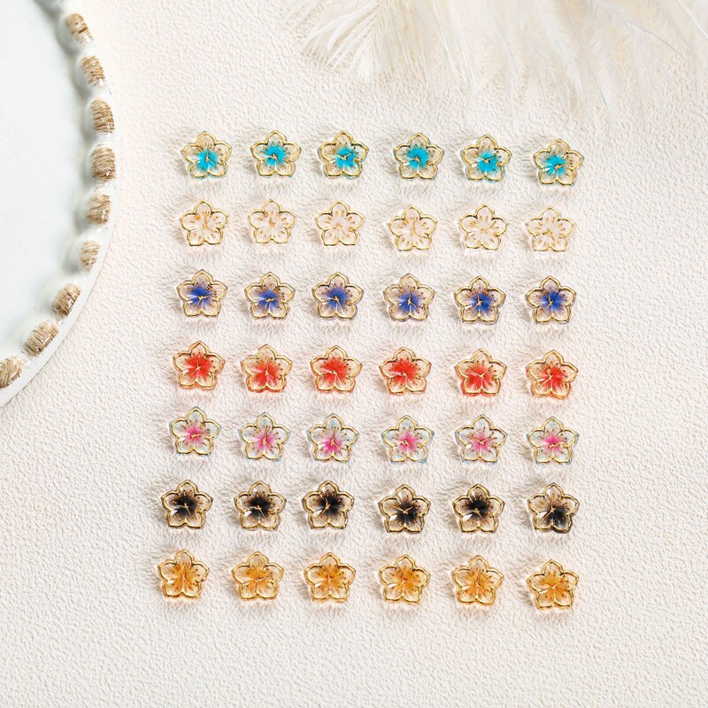 30 komada Sat u mješovitim bojama Cvjetni privjesci za nokte Cvjetni nokti s pet latica Ukrasi sa vještačkim kamenčićima 3D sjajni pribor za manikuru za probijanje leda