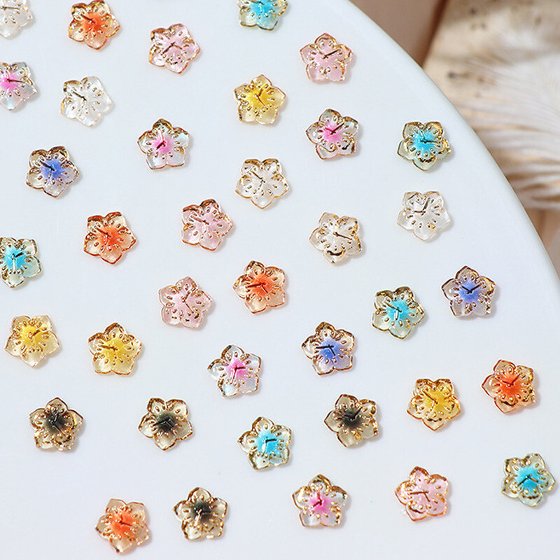 30 komada Sat u mješovitim bojama Cvjetni privjesci za nokte Cvjetni nokti s pet latica Ukrasi sa vještačkim kamenčićima 3D sjajni pribor za manikuru za probijanje leda