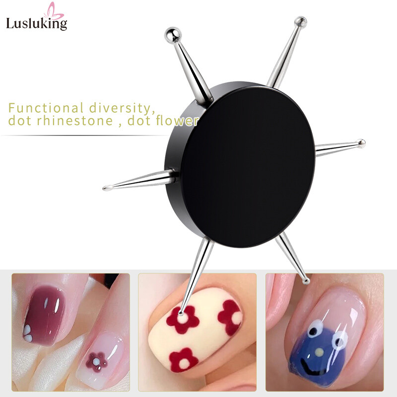 6 σε 1 Nail Art Dotting Tools Διαφορετικό Head Flying Disc Nail Drill Point Multi-Use Nail Tools Dot Painting Pen DIY Nail Look