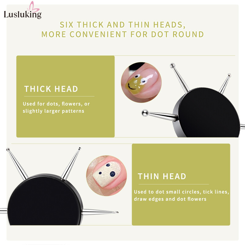 6 σε 1 Nail Art Dotting Tools Διαφορετικό Head Flying Disc Nail Drill Point Multi-Use Nail Tools Dot Painting Pen DIY Nail Look