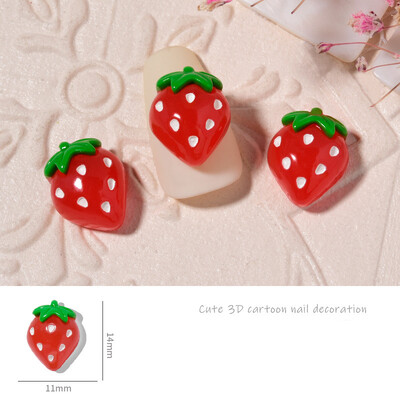 10kom Crtani voćni privjesci za nokte 3D Kawaii ružičasta ravna poleđina Cabochon jagoda ukrasi za nokte Slatki DIY dodaci za nokte