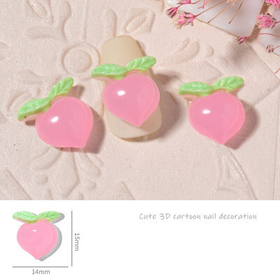 10kom Crtani voćni privjesci za nokte 3D Kawaii ružičasta ravna poleđina Cabochon jagoda ukrasi za nokte Slatki DIY dodaci za nokte