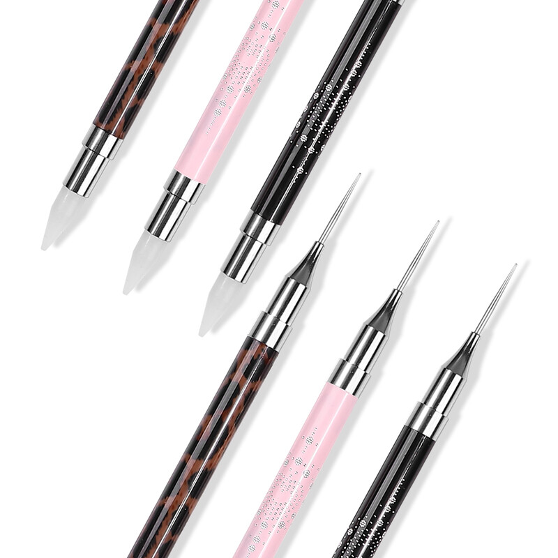 1 τεμ Μεταλλικό Dual Heads Dotting Pen Brush Nail Rhinestones Crystal Picking Nail Studs Dotter DIY Point Drill Nail Tools