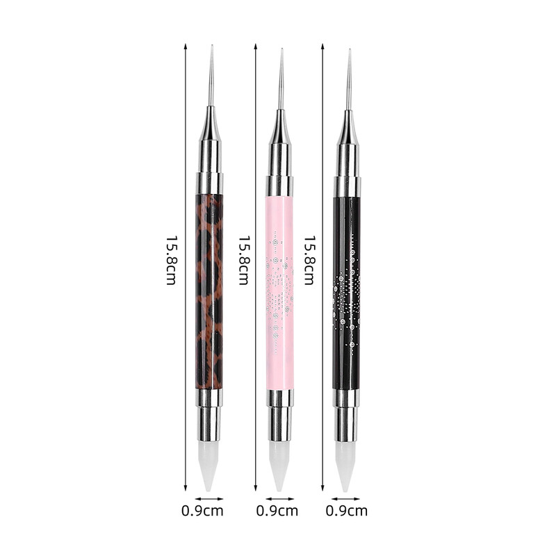 1 τεμ Μεταλλικό Dual Heads Dotting Pen Brush Nail Rhinestones Crystal Picking Nail Studs Dotter DIY Point Drill Nail Tools