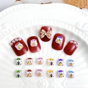 Ρητίνη Cartoon Adorkable Hamster Nail Charms Creative Hugging Peanuts Peanuts Seeds Hamster Animal Nail Art Διακοσμήσεις για DIY