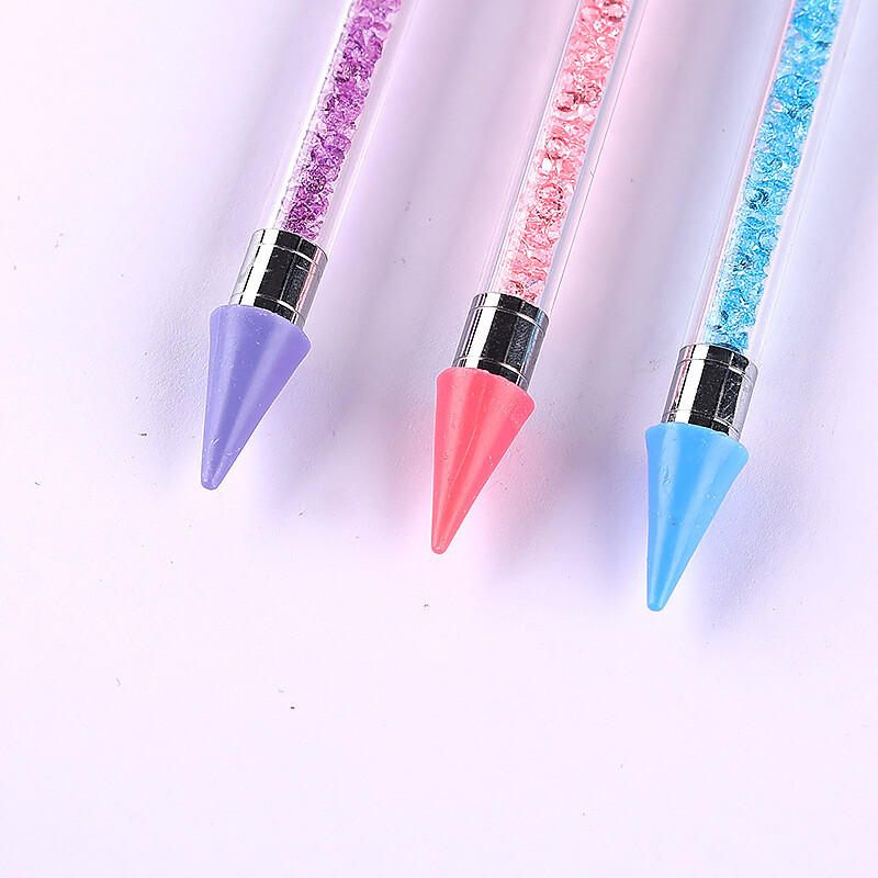 1PC Dual Heads Ακρυλικό μεταλλικό στυλό κεριού με κουκκίδες Rhinestones Gem Picker Crystal Picking Nail Art Studs Dotter DIY Point Drill Tools