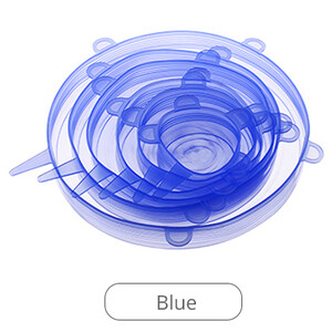 Silikonski rastezljivi poklopci za višekratnu upotrebu, 6 kom silikonskih poklopaca za hranu/zdjele/staklenke, alternativa prozirnoj foliji, prikladno za pranje u perilici posuđa