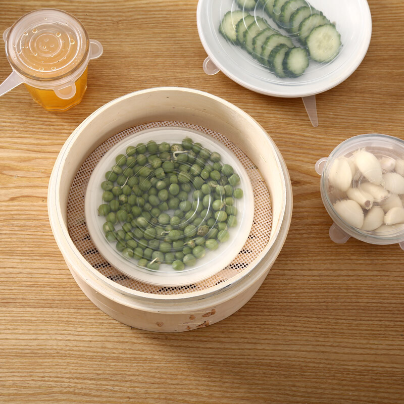 Silikonski rastezljivi poklopci za višekratnu upotrebu, 6 kom silikonskih poklopaca za hranu/zdjele/staklenke, alternativa prozirnoj foliji, prikladno za pranje u perilici posuđa