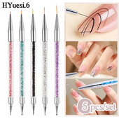 5db/szett 2 az 1-ben, kétvégű körömdíszítő ecsetek kristálynyéllel Professzionális UV-gél pontozó festő rajztoll barkácseszközök