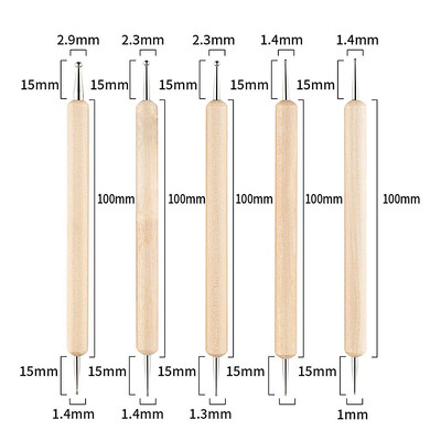 5db/szett 2 az 1-ben, kétvégű körömdíszítő ecsetek kristálynyéllel Professzionális UV-gél pontozó festő rajztoll barkácseszközök