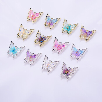 10 τμχ 3D Spirit Butterfly Nail Art Charm Gradient Crystal Clear Radiant Butterfly Nail Στολίδι DIY Εξαιρετικά αξεσουάρ νυχιών