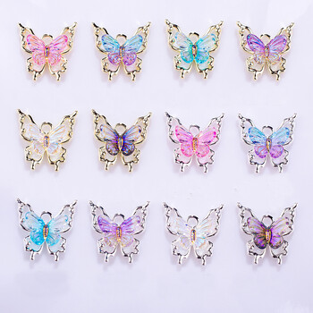 10 τμχ 3D Spirit Butterfly Nail Art Charm Gradient Crystal Clear Radiant Butterfly Nail Στολίδι DIY Εξαιρετικά αξεσουάρ νυχιών