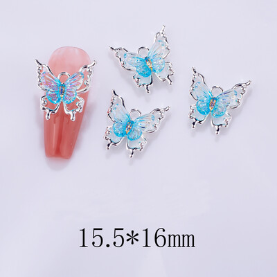 10 τμχ 3D Spirit Butterfly Nail Art Charm Gradient Crystal Clear Radiant Butterfly Nail Στολίδι DIY Εξαιρετικά αξεσουάρ νυχιών